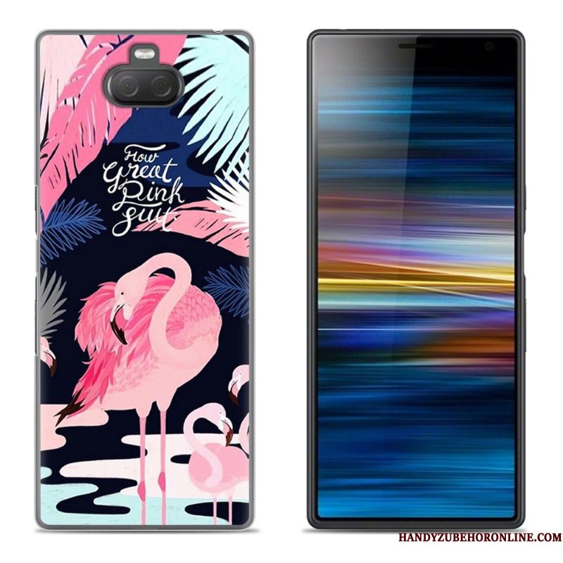 Hoesje Sony Xperia 10 Plus Scheppend Bloemen Purper, Hoes Sony Xperia 10 Plus Siliconen Telefoon