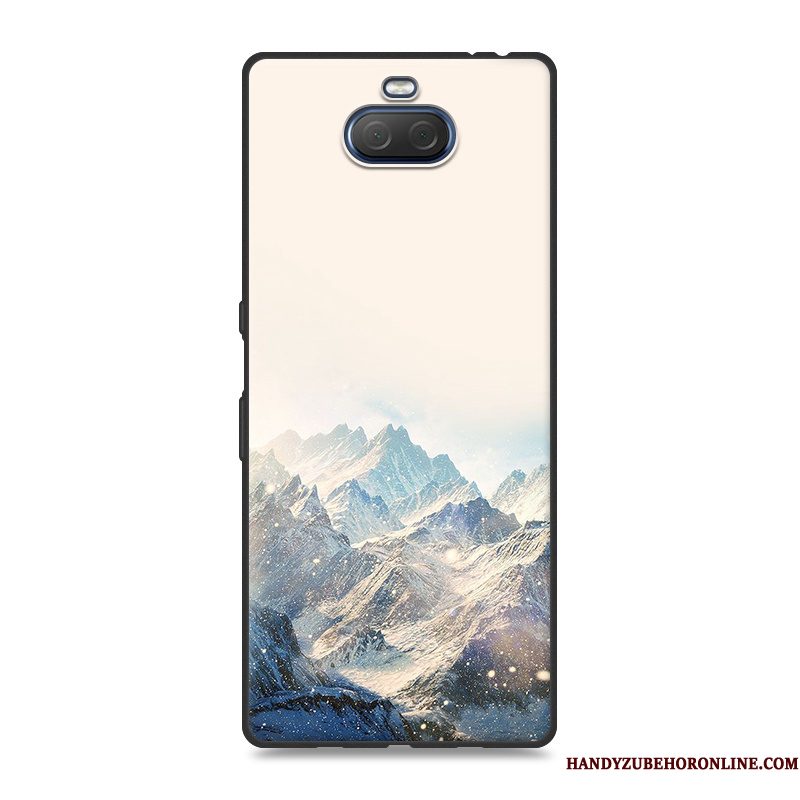 Hoesje Sony Xperia 10 Zakken Telefoon Landschap, Hoes Sony Xperia 10 Siliconen Blauw