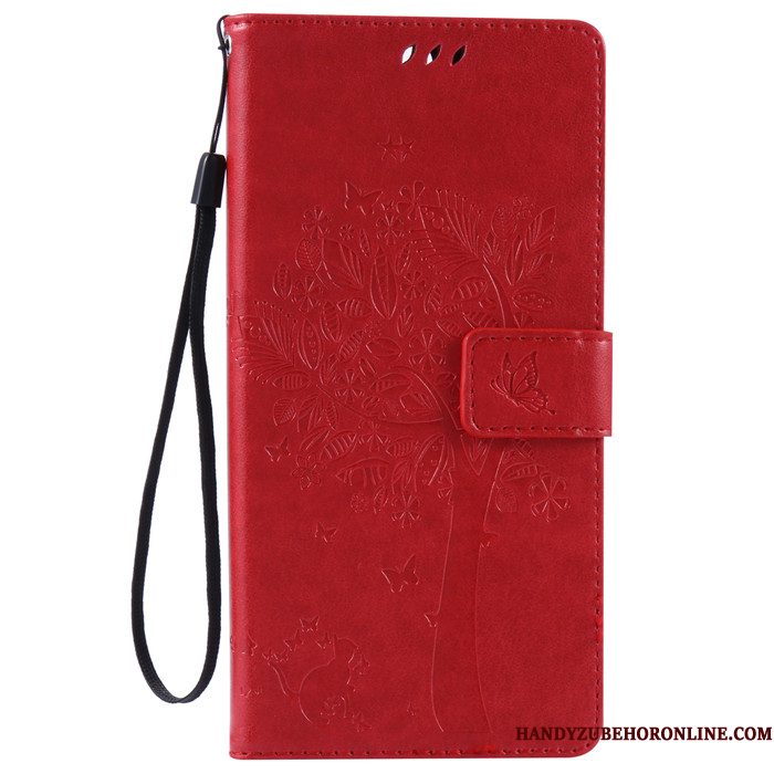 Hoesje Sony Xperia 5 Folio Telefoon Anti-fall, Hoes Sony Xperia 5 Leer Rood