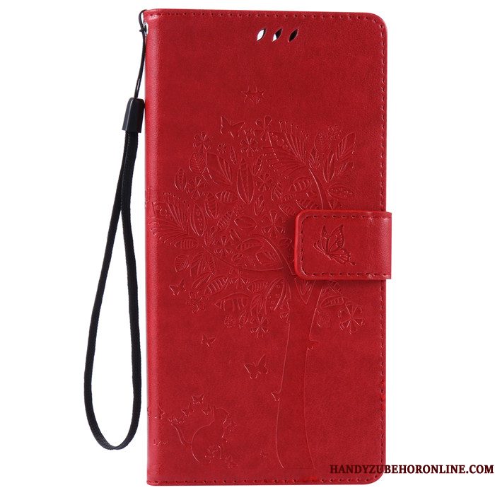 Hoesje Sony Xperia 5 Folio Telefoon Anti-fall, Hoes Sony Xperia 5 Leer Rood