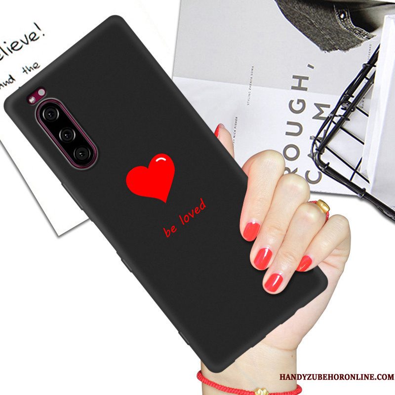 Hoesje Sony Xperia 5 Siliconen Lovers Net Red, Hoes Sony Xperia 5 Bescherming Zwart Anti-fall