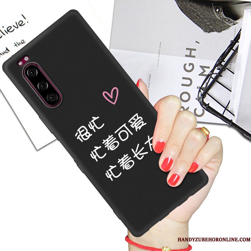 Hoesje Sony Xperia 5 Siliconen Lovers Net Red, Hoes Sony Xperia 5 Bescherming Zwart Anti-fall