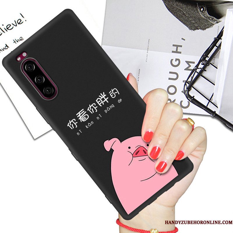 Hoesje Sony Xperia 5 Siliconen Lovers Net Red, Hoes Sony Xperia 5 Bescherming Zwart Anti-fall