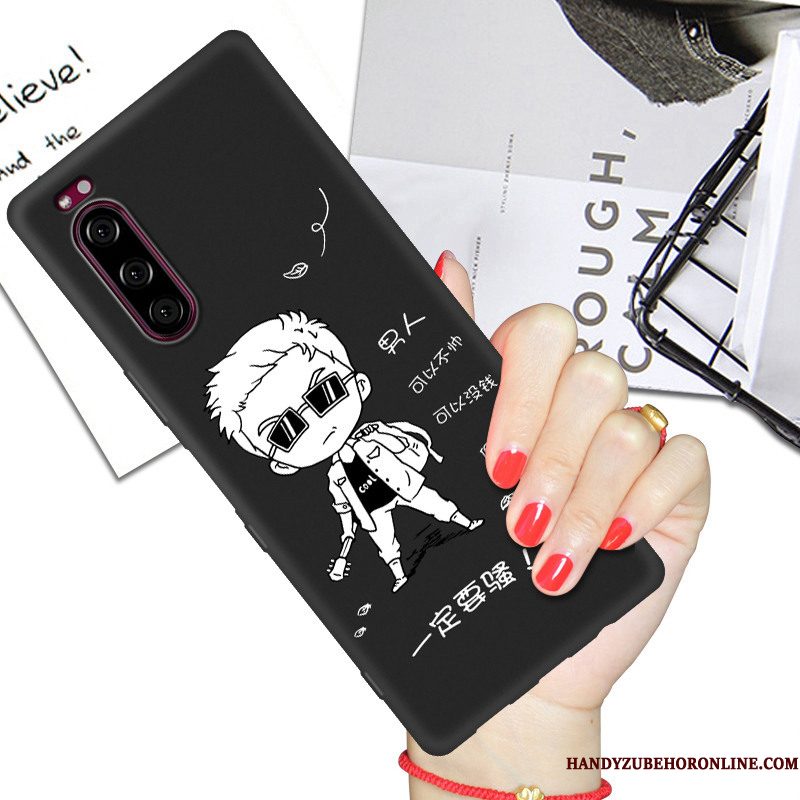 Hoesje Sony Xperia 5 Siliconen Lovers Net Red, Hoes Sony Xperia 5 Bescherming Zwart Anti-fall