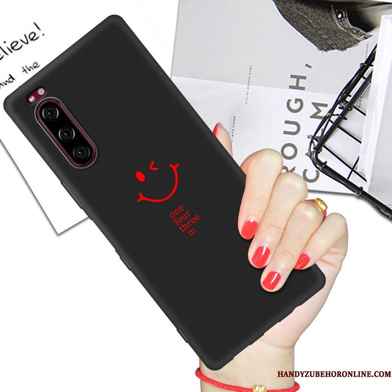 Hoesje Sony Xperia 5 Siliconen Lovers Net Red, Hoes Sony Xperia 5 Bescherming Zwart Anti-fall