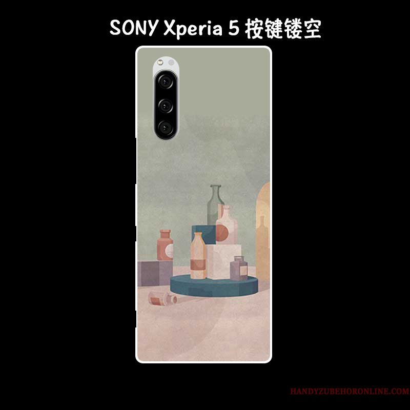 Hoesje Sony Xperia 5 Siliconen Olieverfschilderij Kunst, Hoes Sony Xperia 5 Zacht Telefoon Anti-fall