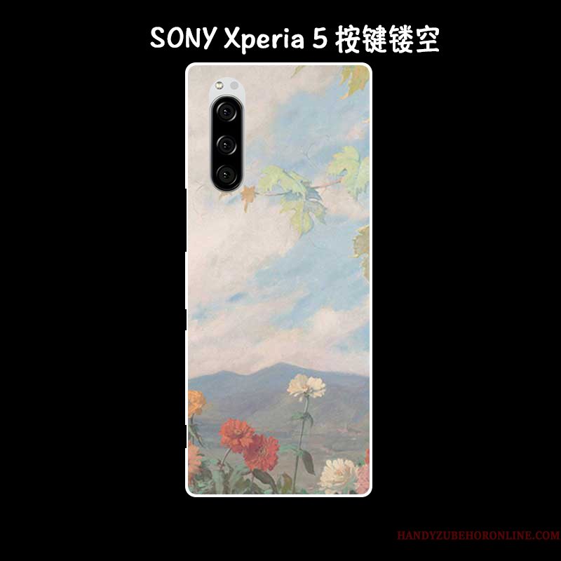 Hoesje Sony Xperia 5 Siliconen Olieverfschilderij Kunst, Hoes Sony Xperia 5 Zacht Telefoon Anti-fall