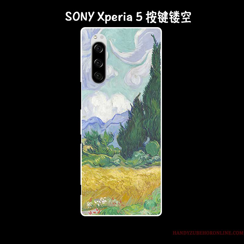 Hoesje Sony Xperia 5 Siliconen Olieverfschilderij Kunst, Hoes Sony Xperia 5 Zacht Telefoon Anti-fall