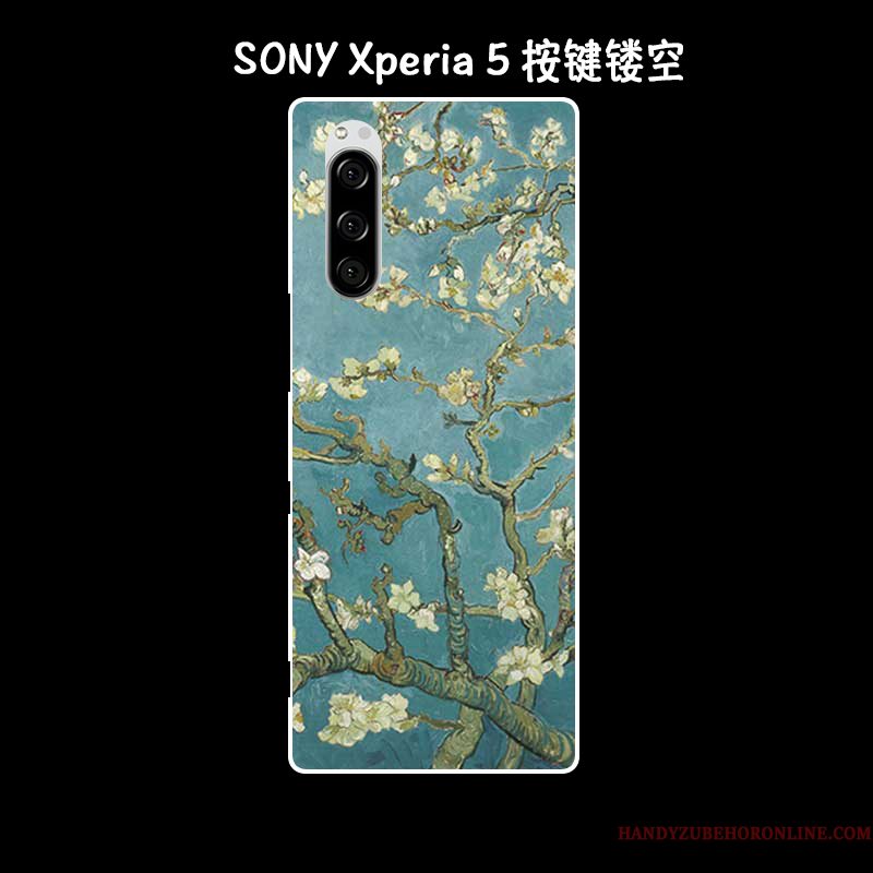 Hoesje Sony Xperia 5 Siliconen Olieverfschilderij Kunst, Hoes Sony Xperia 5 Zacht Telefoon Anti-fall