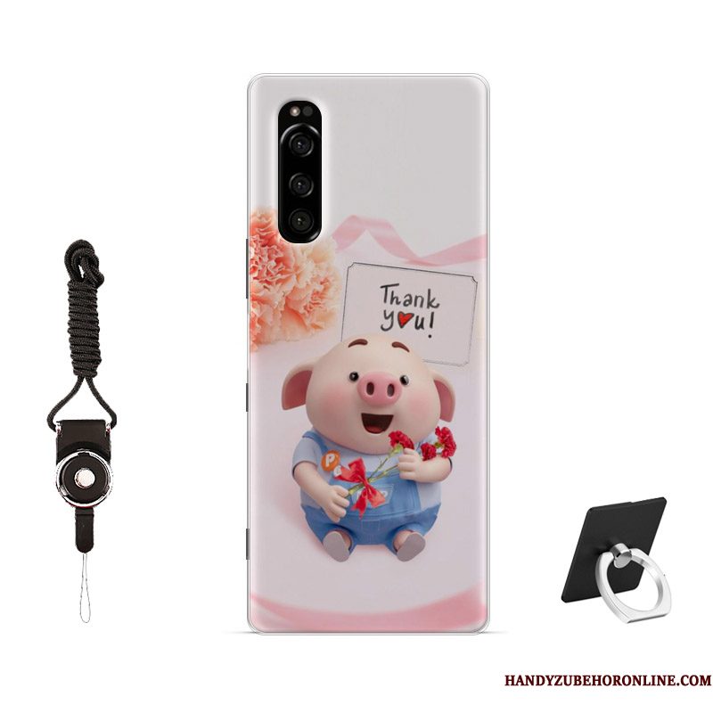 Hoesje Sony Xperia 5 Zacht Eenvoudige Roze, Hoes Sony Xperia 5 Geschilderd Patroon Schrobben