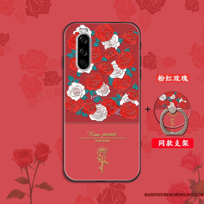 Hoesje Sony Xperia 5 Zacht Roodtelefoon, Hoes Sony Xperia 5 Siliconen Bloemen Trend