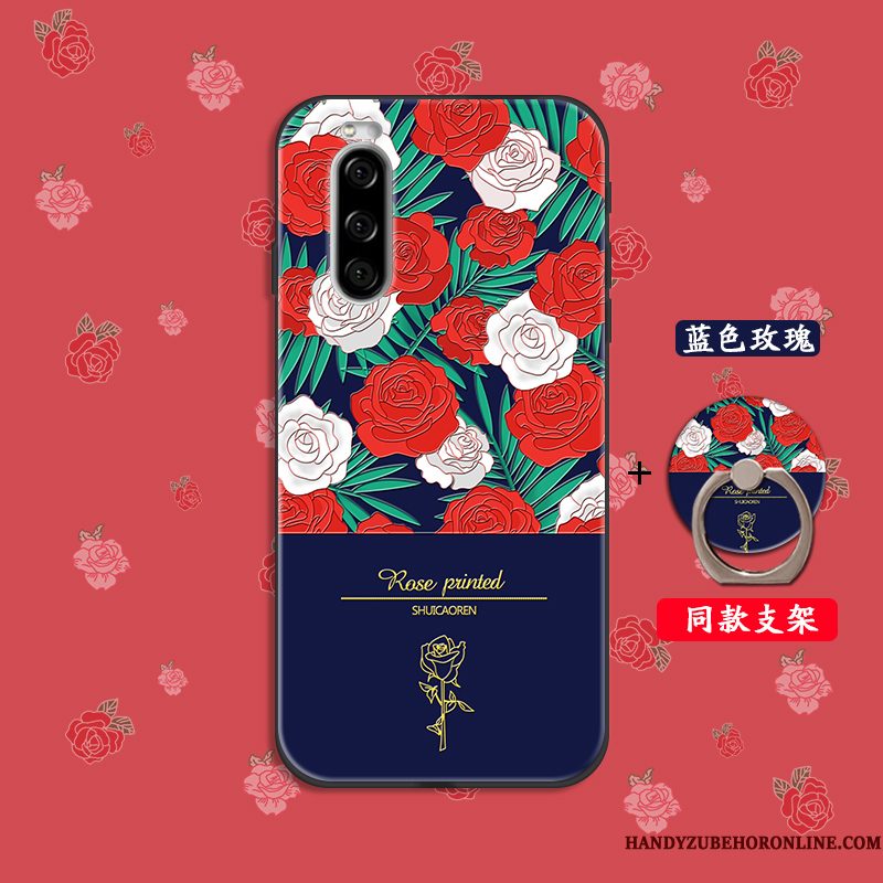 Hoesje Sony Xperia 5 Zacht Roodtelefoon, Hoes Sony Xperia 5 Siliconen Bloemen Trend