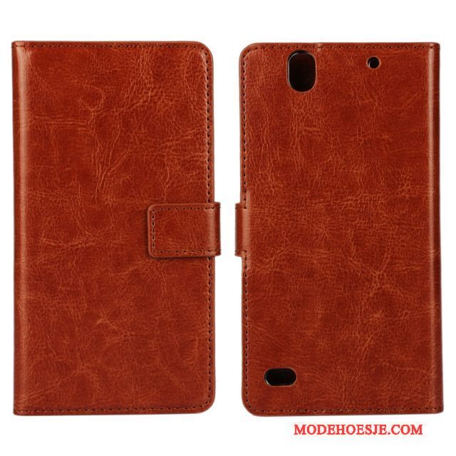 Hoesje Sony Xperia C4 Leer Blauw Zwart, Hoes Sony Xperia C4 Bescherming Telefoon