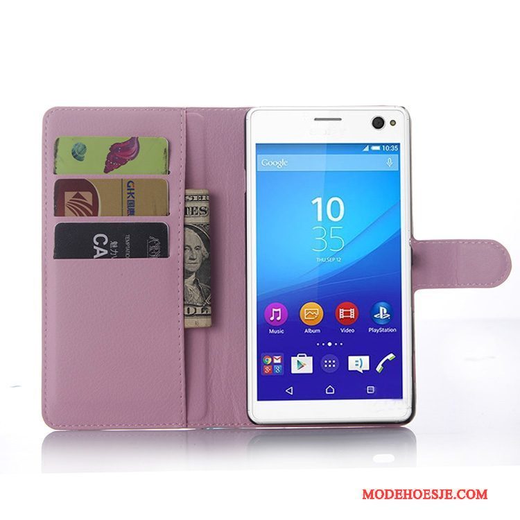 Hoesje Sony Xperia C4 Leer Grijstelefoon, Hoes Sony Xperia C4 Bescherming