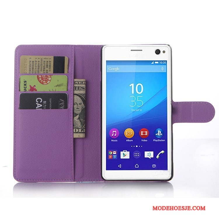 Hoesje Sony Xperia C4 Leer Grijstelefoon, Hoes Sony Xperia C4 Bescherming