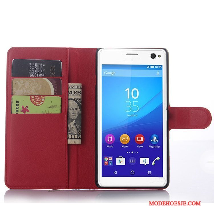 Hoesje Sony Xperia C4 Leer Grijstelefoon, Hoes Sony Xperia C4 Bescherming