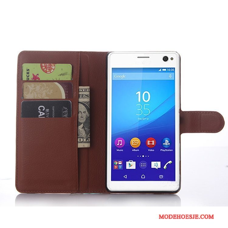 Hoesje Sony Xperia C4 Leer Grijstelefoon, Hoes Sony Xperia C4 Bescherming