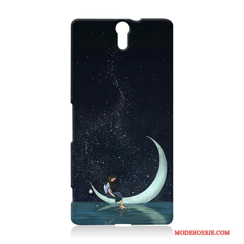 Hoesje Sony Xperia C5 Ultra Dual Spotprent Anti-fall Hard, Hoes Sony Xperia C5 Ultra Dual Reliëf Telefoon Blauw