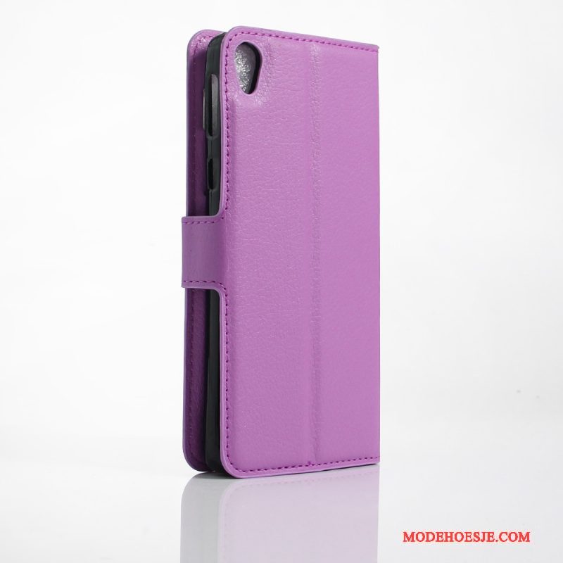 Hoesje Sony Xperia E5 Bescherming Lichttelefoon, Hoes Sony Xperia E5 Portemonnee Purper