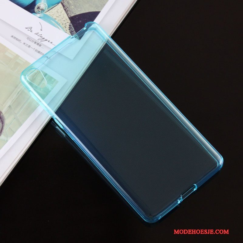 Hoesje Sony Xperia E5 Zacht Doorzichtig Blauw, Hoes Sony Xperia E5 Bescherming Telefoon Antislip