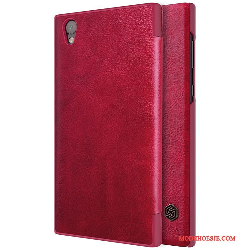 Hoesje Sony Xperia L1 Bescherming Goudtelefoon, Hoes Sony Xperia L1 Leer