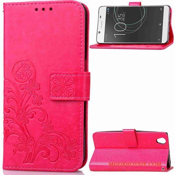 Hoesje Sony Xperia L1 Leer Anti-fall Rood, Hoes Sony Xperia L1 Zakken Hanger