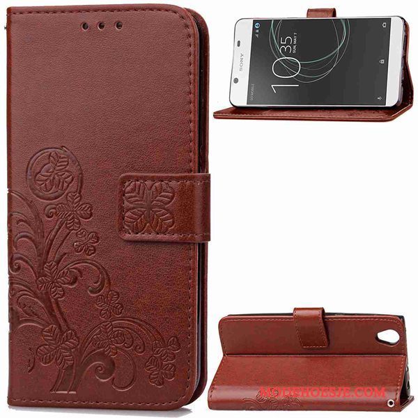 Hoesje Sony Xperia L1 Leer Anti-fall Rood, Hoes Sony Xperia L1 Zakken Hanger