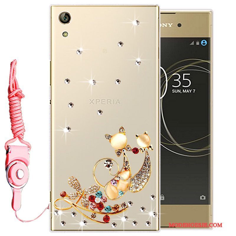 Hoesje Sony Xperia L1 Siliconen Telefoon Goud, Hoes Sony Xperia L1 Zacht