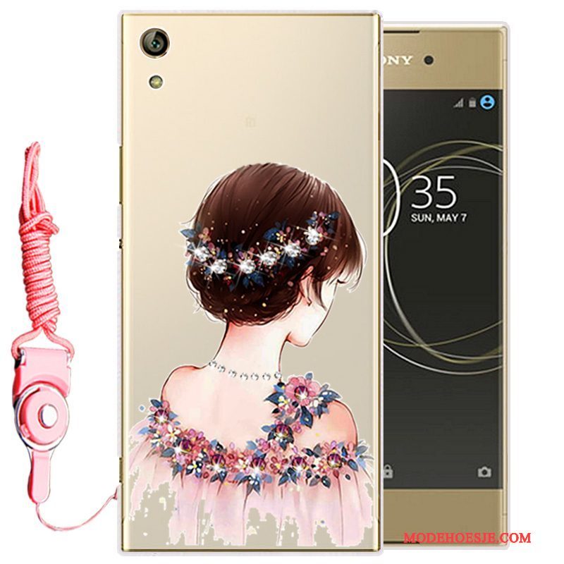 Hoesje Sony Xperia L1 Siliconen Telefoon Goud, Hoes Sony Xperia L1 Zacht