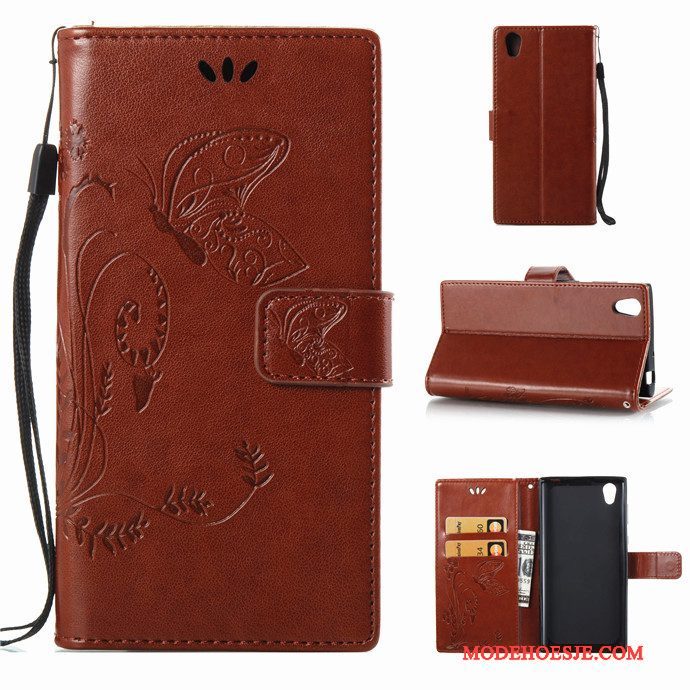 Hoesje Sony Xperia L1 Zacht Telefoon Hanger, Hoes Sony Xperia L1 Folio Rood