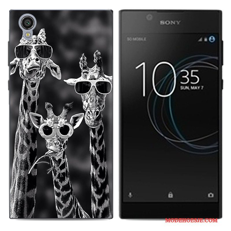 Hoesje Sony Xperia L1 Zacht Telefoon Wit, Hoes Sony Xperia L1 Bescherming Pu Anti-fall