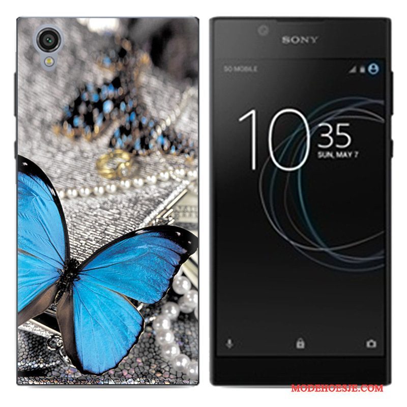 Hoesje Sony Xperia L1 Zacht Telefoon Wit, Hoes Sony Xperia L1 Bescherming Pu Anti-fall