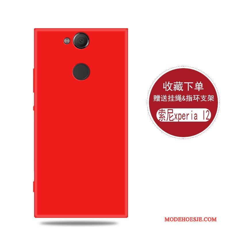 Hoesje Sony Xperia L2 Bescherming Anti-fall Rood, Hoes Sony Xperia L2 Zacht Persoonlijk Schrobben