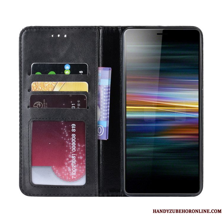 Hoesje Sony Xperia L3 Bescherming Magnetischtelefoon, Hoes Sony Xperia L3 Folio Zwart