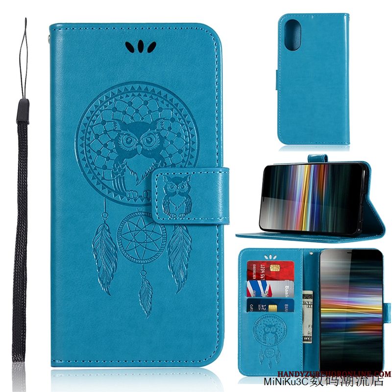 Hoesje Sony Xperia L3 Bescherming Windtelefoon, Hoes Sony Xperia L3 Portemonnee Mooie Blauw