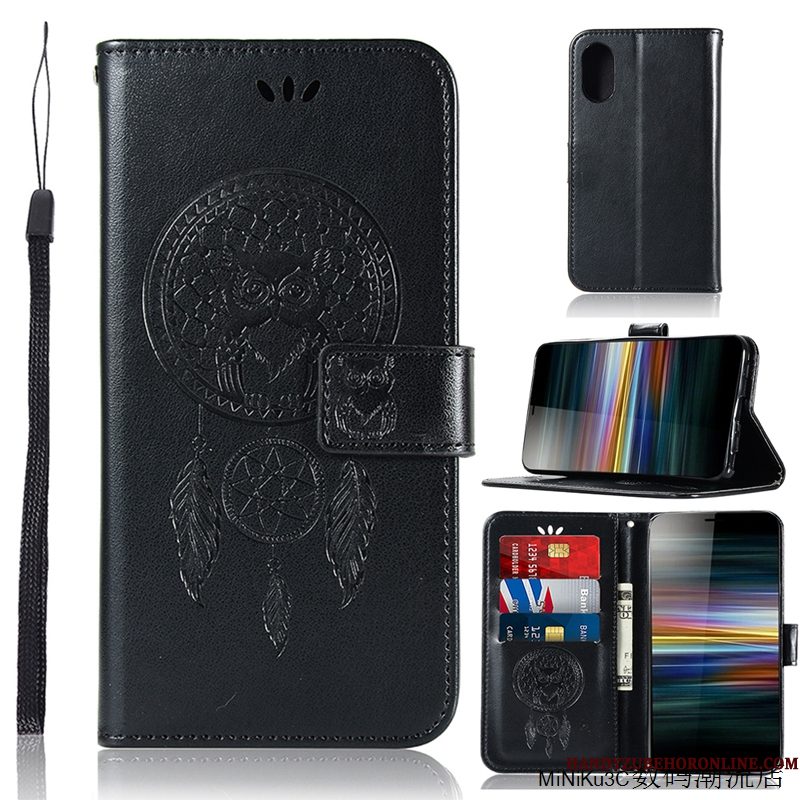 Hoesje Sony Xperia L3 Bescherming Windtelefoon, Hoes Sony Xperia L3 Portemonnee Mooie Blauw