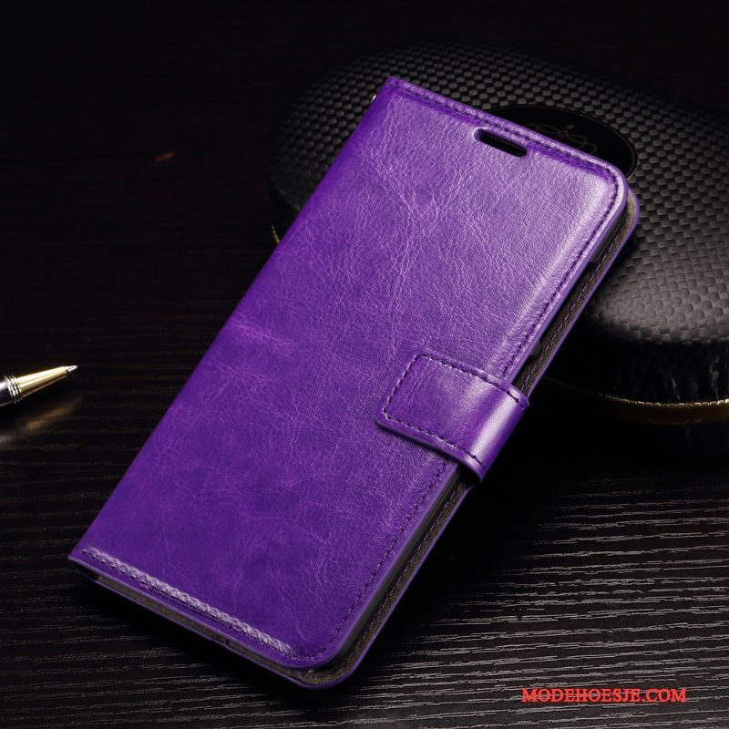 Hoesje Sony Xperia M5 Dual Leer Purper Anti-fall, Hoes Sony Xperia M5 Dual Portemonnee Zwart