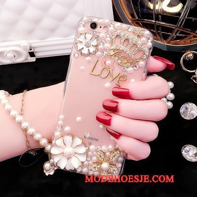 Hoesje Sony Xperia M5 Dual Strass Telefoon Roze, Hoes Sony Xperia M5 Dual Bescherming Trend Anti-fall