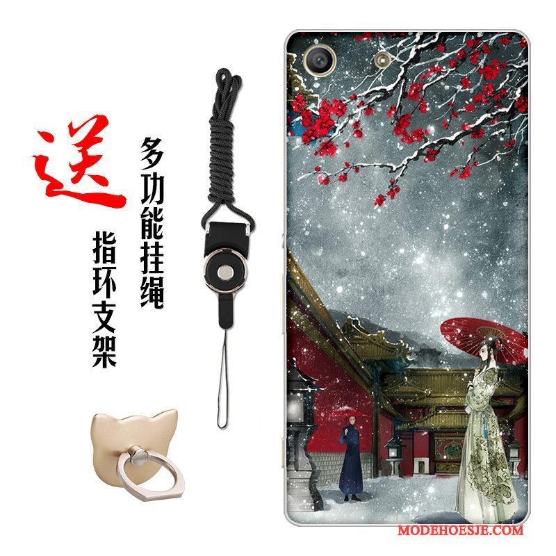 Hoesje Sony Xperia M5 Dual Zacht Chinese Stijltelefoon, Hoes Sony Xperia M5 Dual Siliconen Bloemen Pas