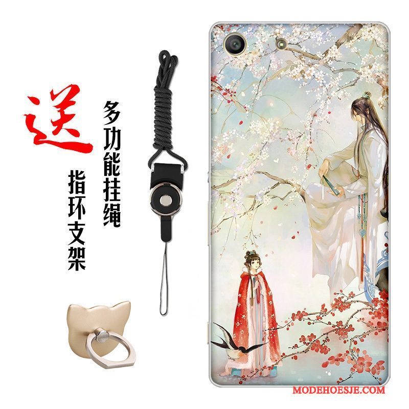 Hoesje Sony Xperia M5 Dual Zacht Chinese Stijltelefoon, Hoes Sony Xperia M5 Dual Siliconen Bloemen Pas