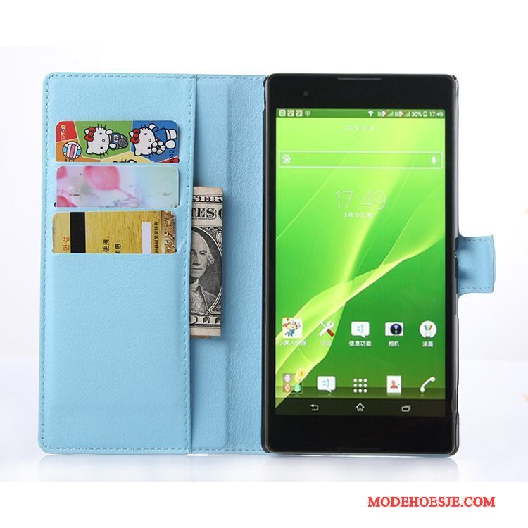 Hoesje Sony Xperia T2 Leer Telefoon Roze, Hoes Sony Xperia T2 Portemonnee Kaart