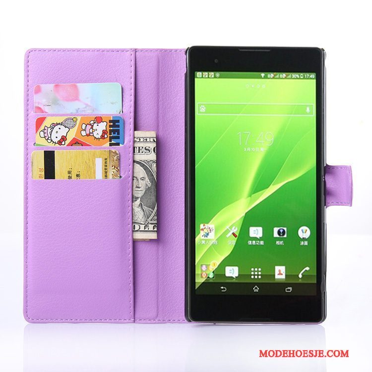 Hoesje Sony Xperia T2 Leer Telefoon Roze, Hoes Sony Xperia T2 Portemonnee Kaart