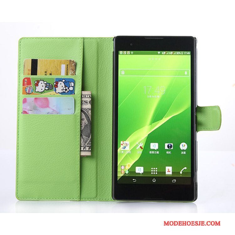 Hoesje Sony Xperia T2 Leer Telefoon Roze, Hoes Sony Xperia T2 Portemonnee Kaart