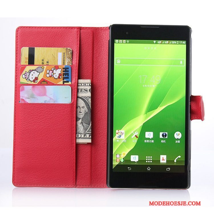 Hoesje Sony Xperia T2 Leer Telefoon Roze, Hoes Sony Xperia T2 Portemonnee Kaart