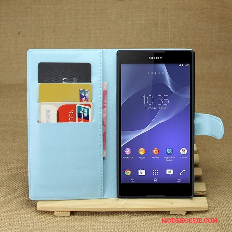 Hoesje Sony Xperia T3 Leer Telefoon Purper, Hoes Sony Xperia T3 Bescherming