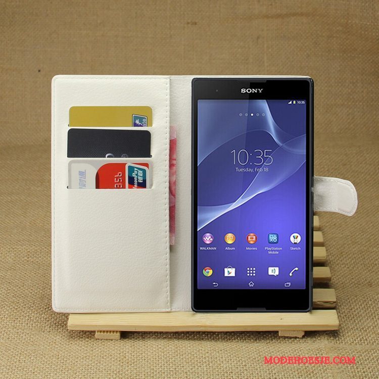 Hoesje Sony Xperia T3 Leer Telefoon Purper, Hoes Sony Xperia T3 Bescherming