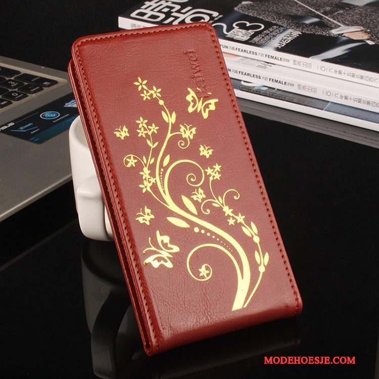 Hoesje Sony Xperia X Compact Leer Patroon Purper, Hoes Sony Xperia X Compact Bescherming Goud Anti-fall