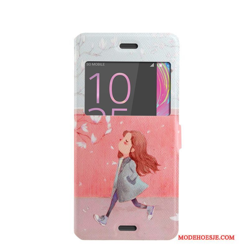 Hoesje Sony Xperia X Performance Ondersteuning Trend Roze, Hoes Sony Xperia X Performance Zacht Open Het Venstertelefoon