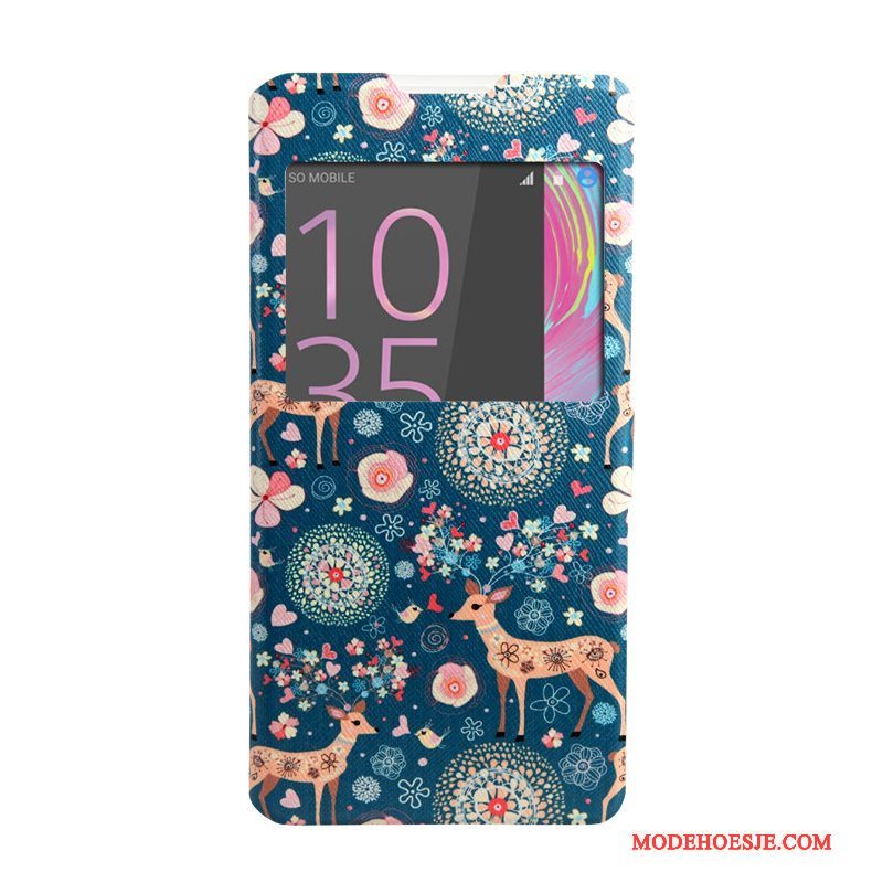 Hoesje Sony Xperia Xa Ultra Leer Roze Windows, Hoes Sony Xperia Xa Ultra Geschilderd