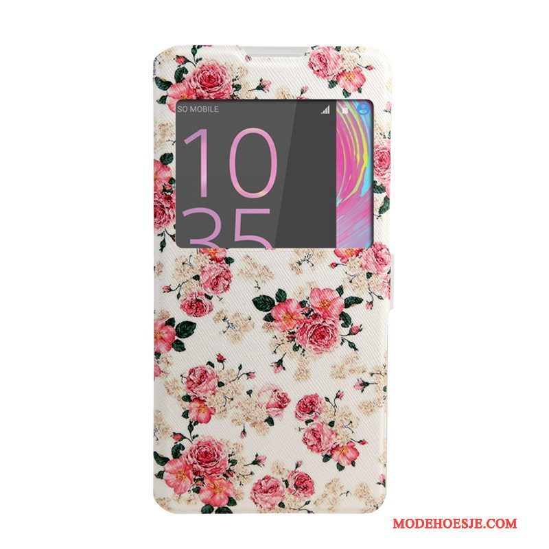 Hoesje Sony Xperia Xa Ultra Leer Roze Windows, Hoes Sony Xperia Xa Ultra Geschilderd